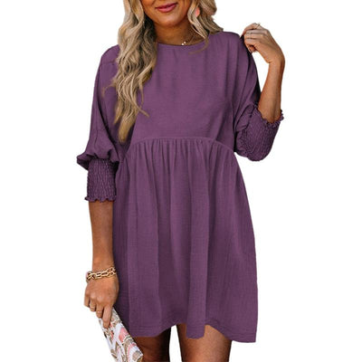 Mirasol - Crew Neck Loose Fit Mini Dress