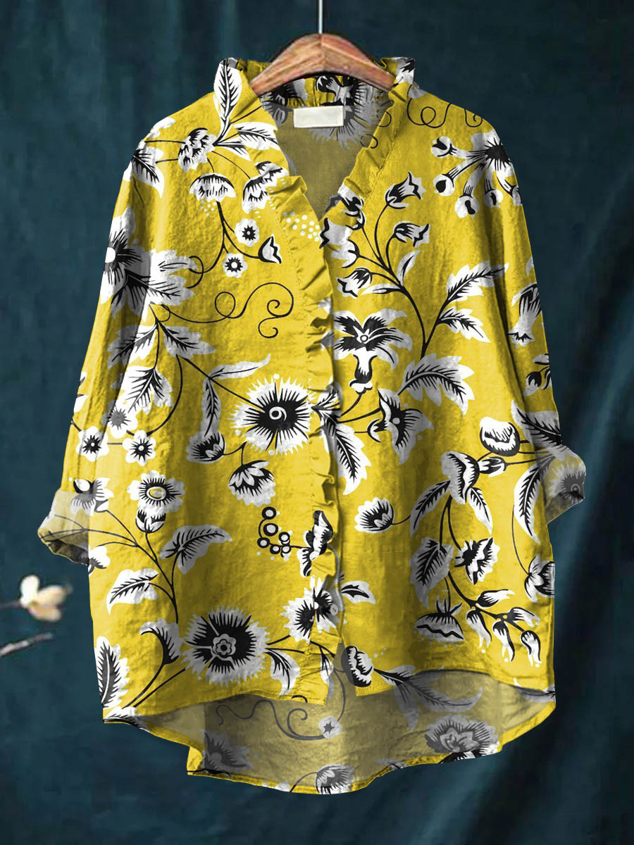 Alethea - Ruffle Collar Boho Blouse