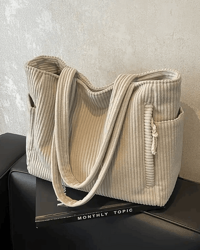 Tilda | Ribbed Tote Bag with Cord Detail