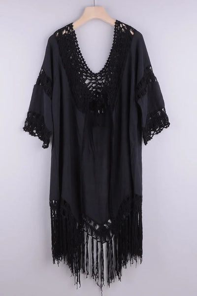 Boholita - Hollow-Out Loose Fit Beach Dress