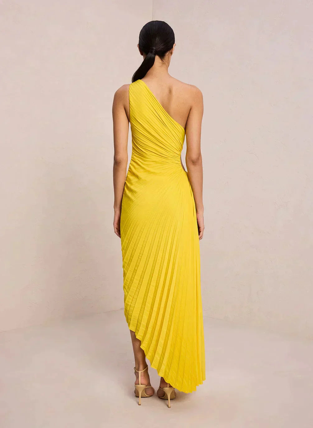Billy Joan | One-Shoulder Pleated Midi Dress