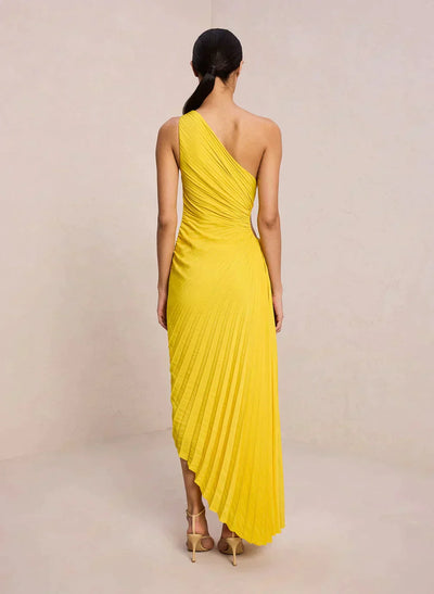 Billy Joan | One-Shoulder Pleated Midi Dress