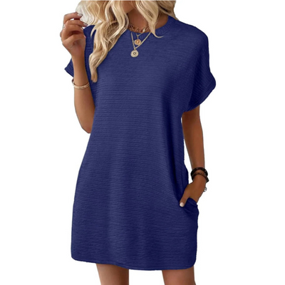 Evash  – Casual Minimalist Round Neck Summer Dress