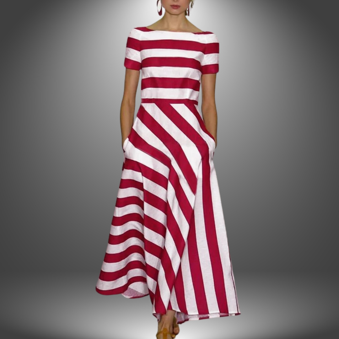 Malene | Striped Maxi Dress with A-Line
