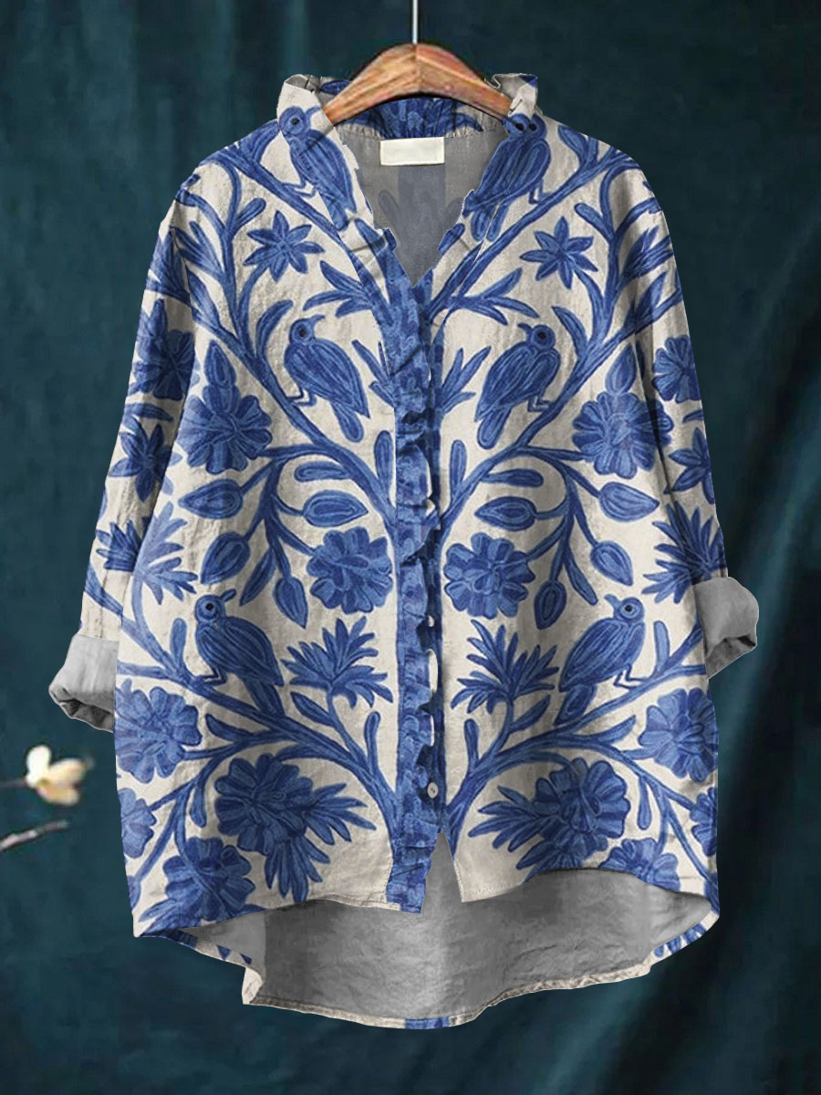 Delphina - Ruffle Collar Boho Blouse