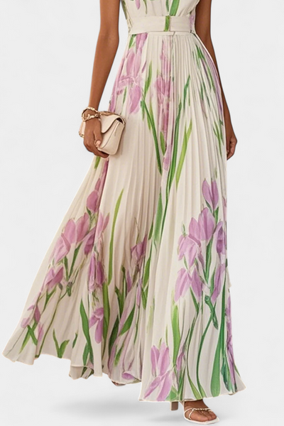 Erica – Long Pleated Floral Dress