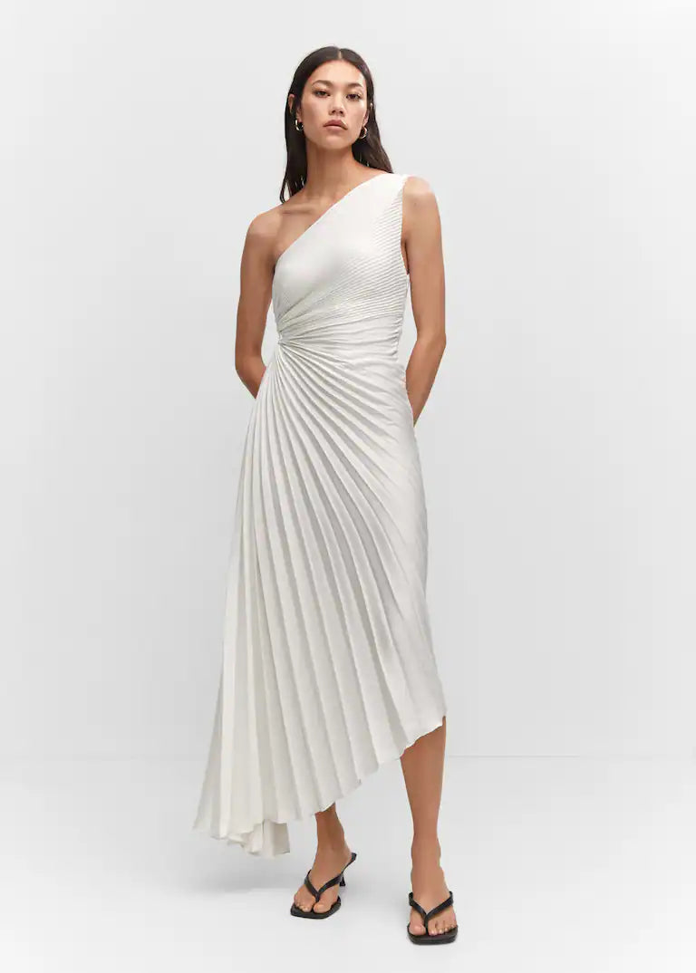 Billy Joan | One-Shoulder Pleated Midi Dress