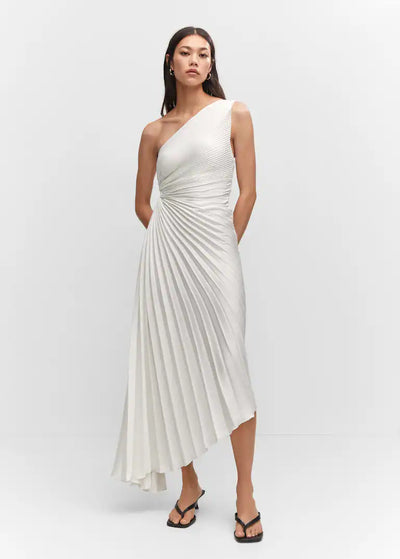 Billy Joan | One-Shoulder Pleated Midi Dress