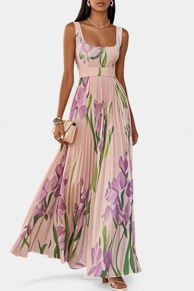 Erica – Long Pleated Floral Dress