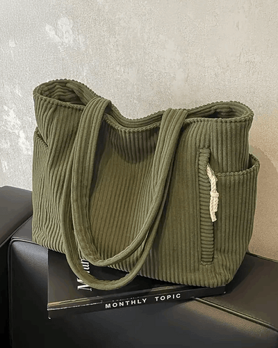 Tilda | Ribbed Tote Bag with Cord Detail