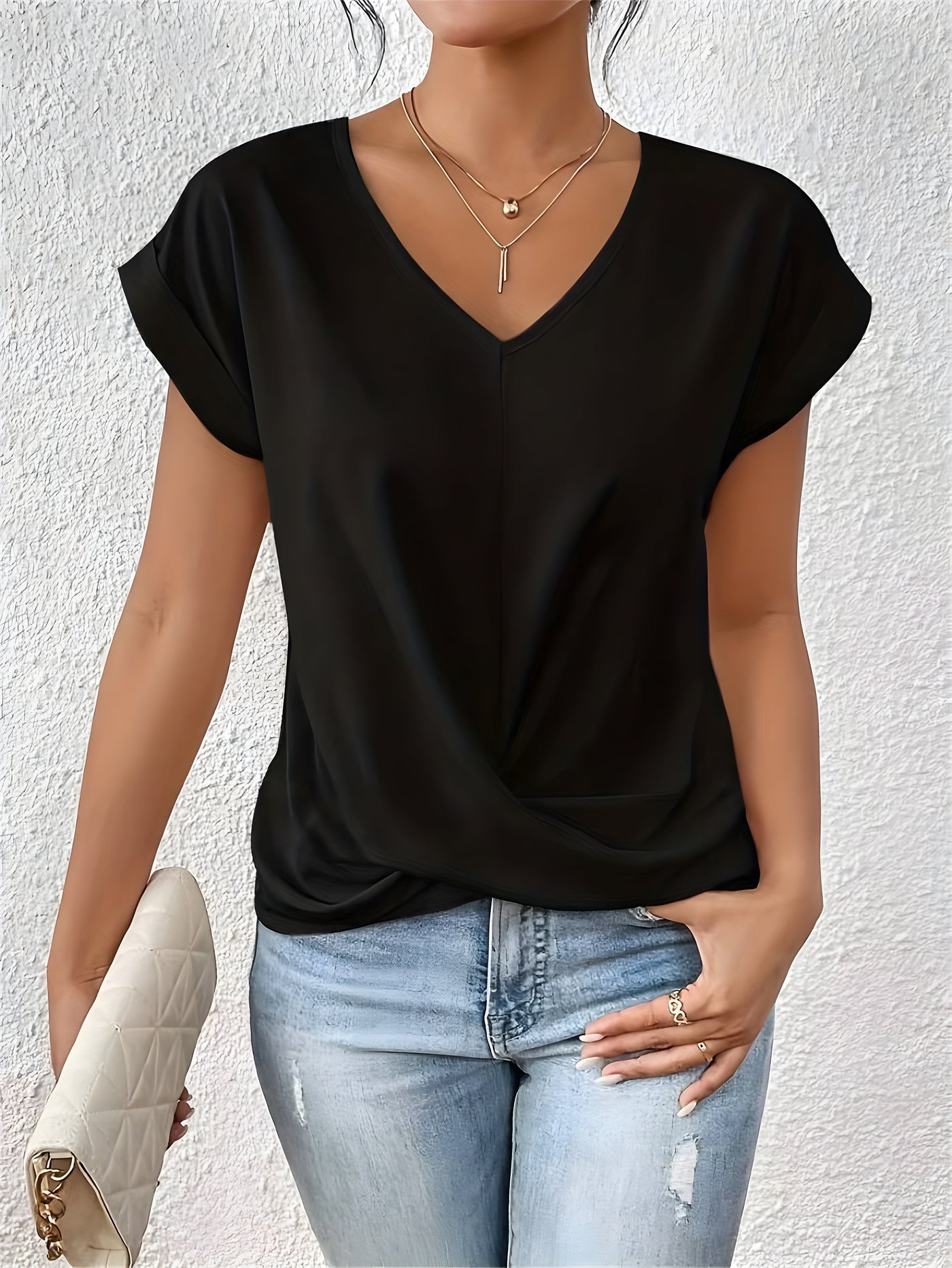 Maya | Twist Front V-Neck Top