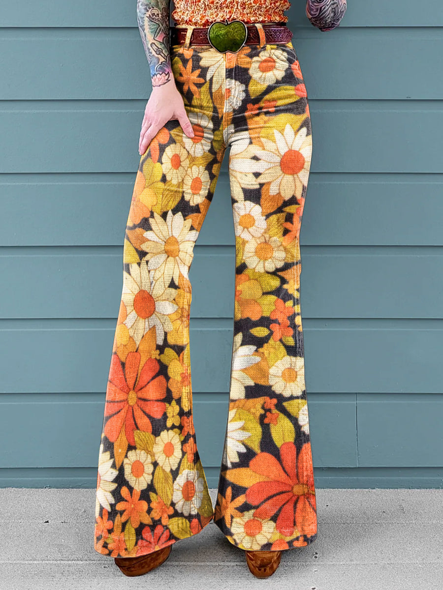Fiorinda | Retro Daisy Flare Pants