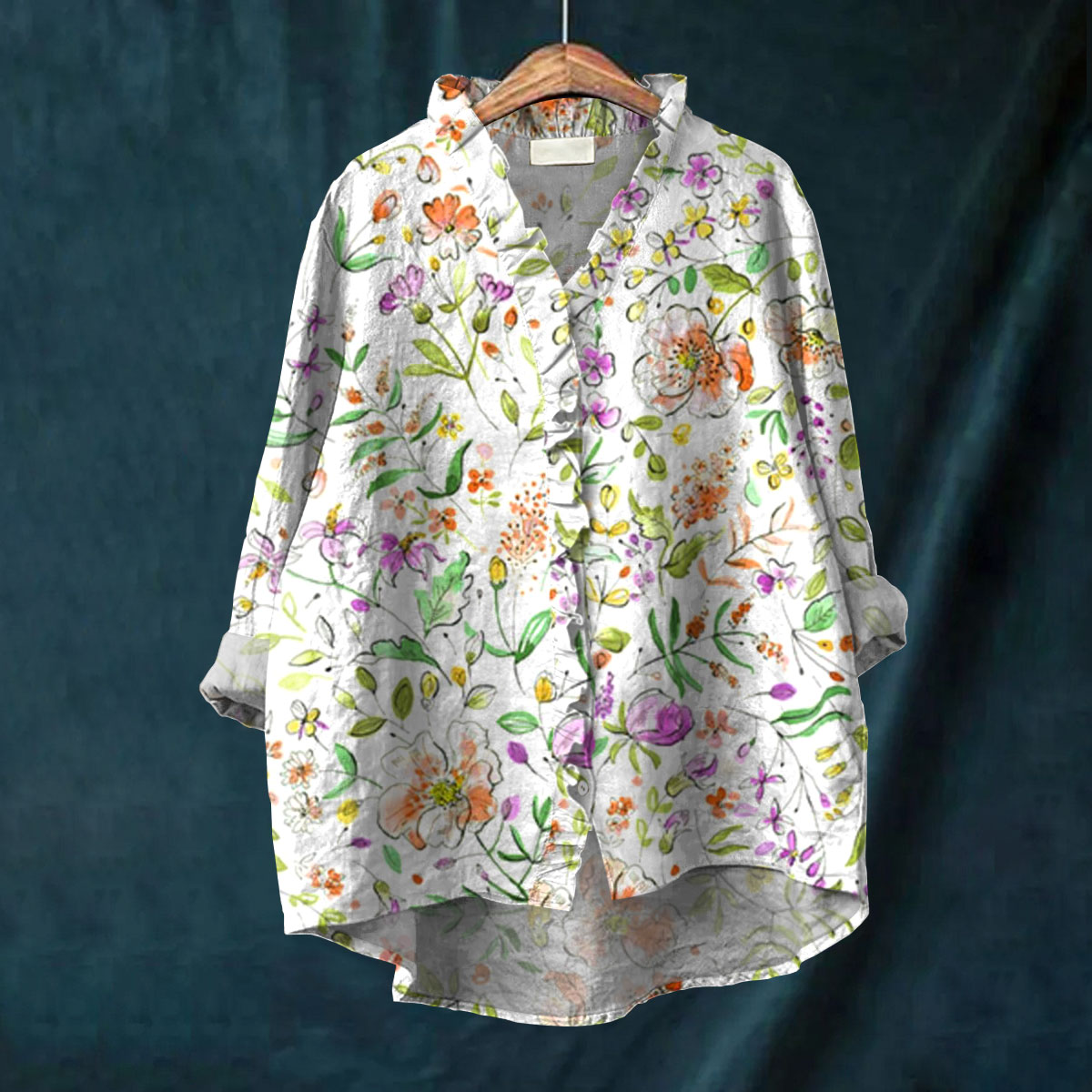 Freesia  - Ruffle Collar Boho Blouse