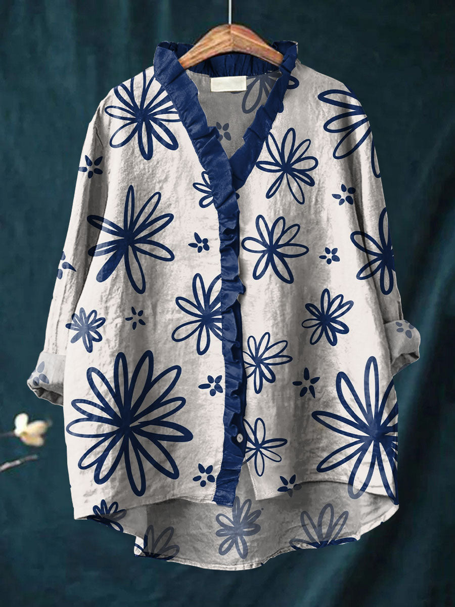 Kalina - Ruffle Collar Boho Blouse