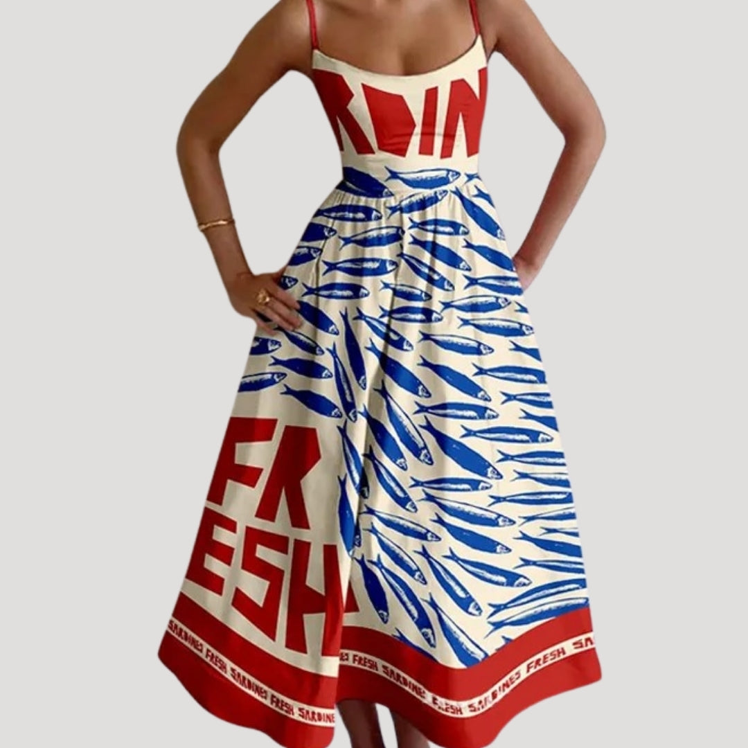 Olivia – Sleeveless Summer Midi Sundress with Vibrant Print