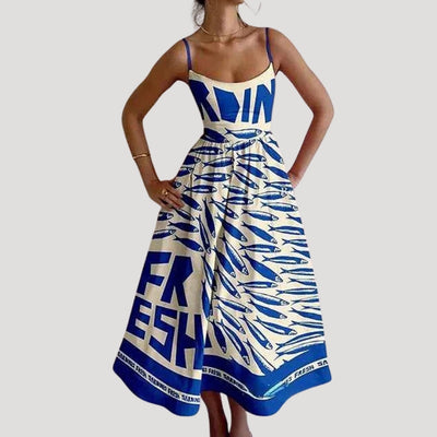 Olivia – Sleeveless Summer Midi Sundress with Vibrant Print