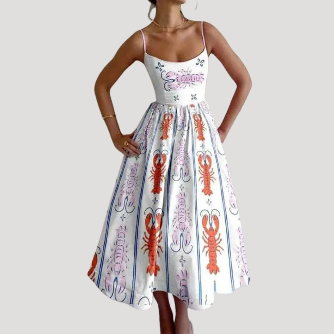 Olivia – Sleeveless Summer Midi Sundress with Vibrant Print