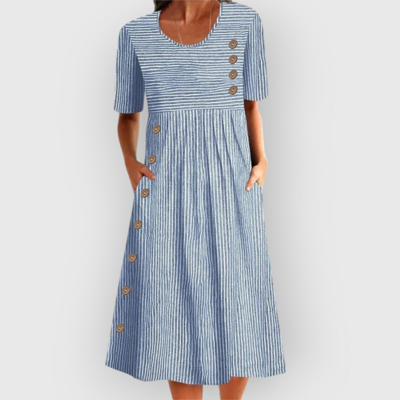 MIRONE | Midi striped cotton dress