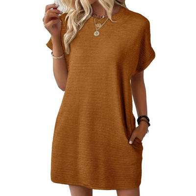 Evash  – Casual Minimalist Round Neck Summer Dress