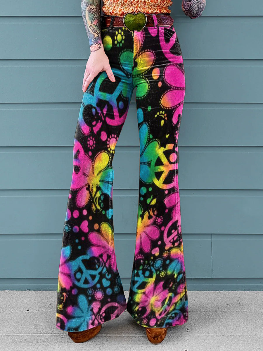 Fioralda | Neon Peace Flare Pants