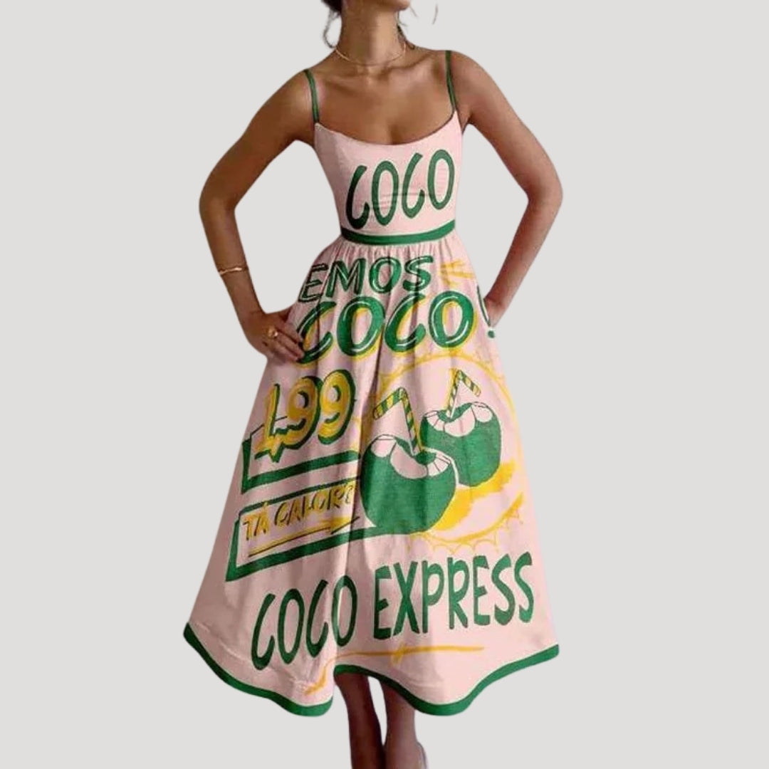 Olivia – Sleeveless Summer Midi Sundress with Vibrant Print