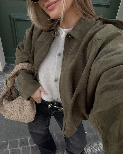 Jane | Faux Suede Bomberjacket