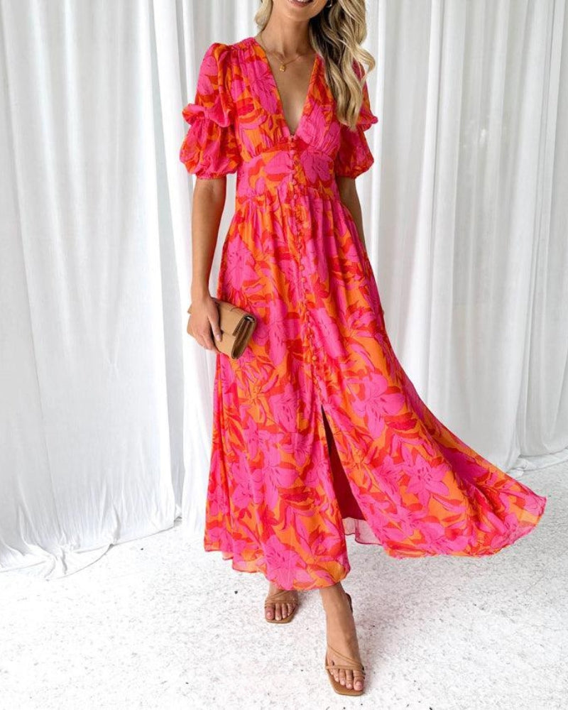 Derana™ - Red-Pink Maxi Dress