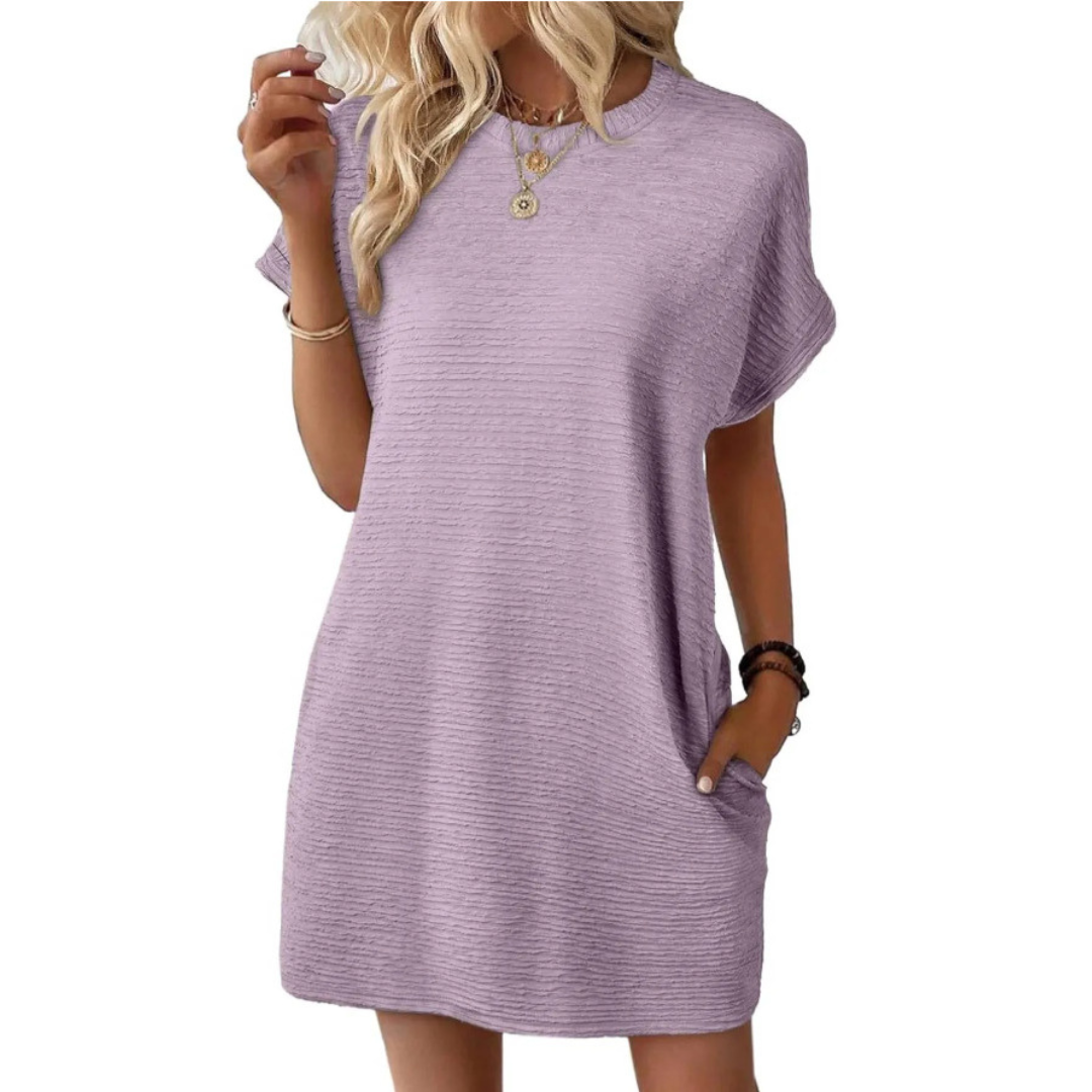 Evash  – Casual Minimalist Round Neck Summer Dress