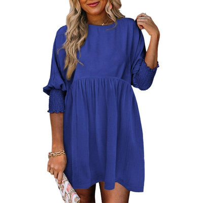 Mirasol - Crew Neck Loose Fit Mini Dress