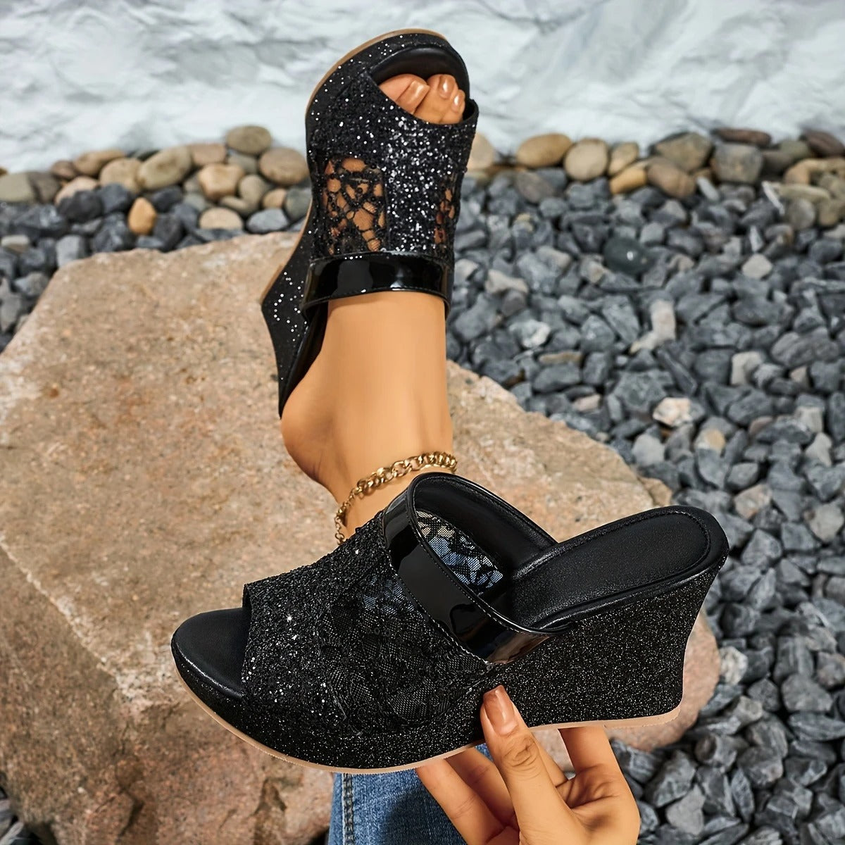 Alexis | Elegant Lace High Heel Sandals
