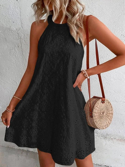 Jessy | Eyelet Halter Mini Dress