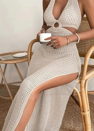 Boholita - Elegant Hollow Out Knitted Swimwear Cover Up Dress