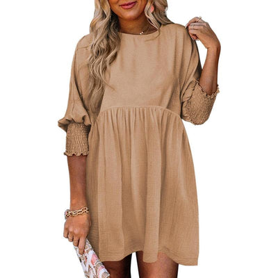 Mirasol - Crew Neck Loose Fit Mini Dress