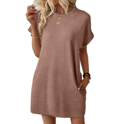 Evash  – Casual Minimalist Round Neck Summer Dress