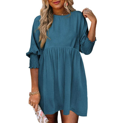 Mirasol - Crew Neck Loose Fit Mini Dress