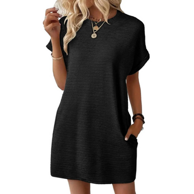 Evash  – Casual Minimalist Round Neck Summer Dress