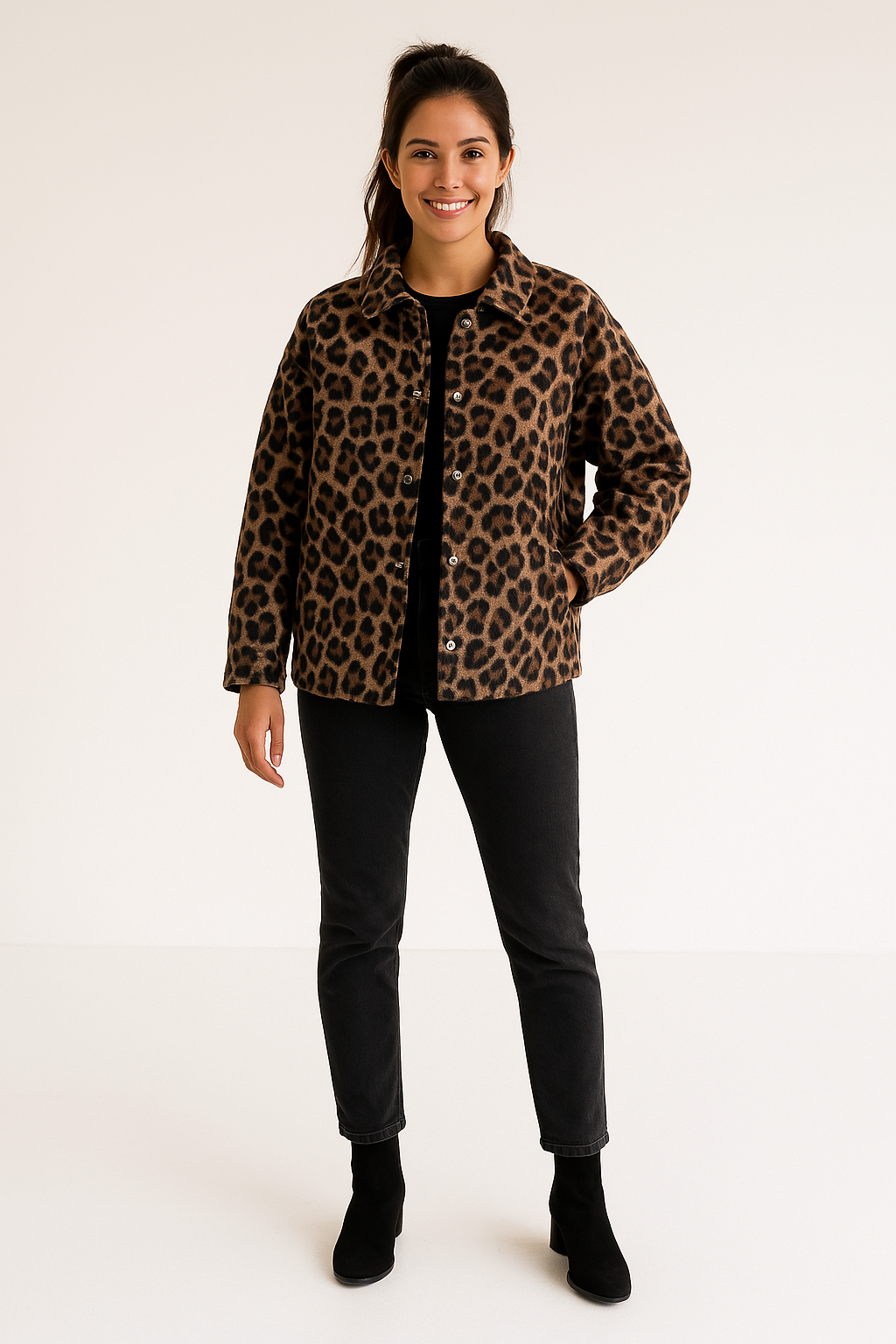Lorena - Trendy Jacket with Leopard Print