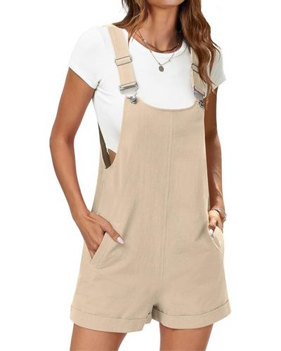 Mona | Casual Short Bib Overalls