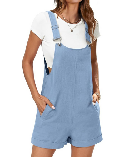 Mona | Casual Short Bib Overalls