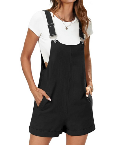 Mona | Casual Short Bib Overalls