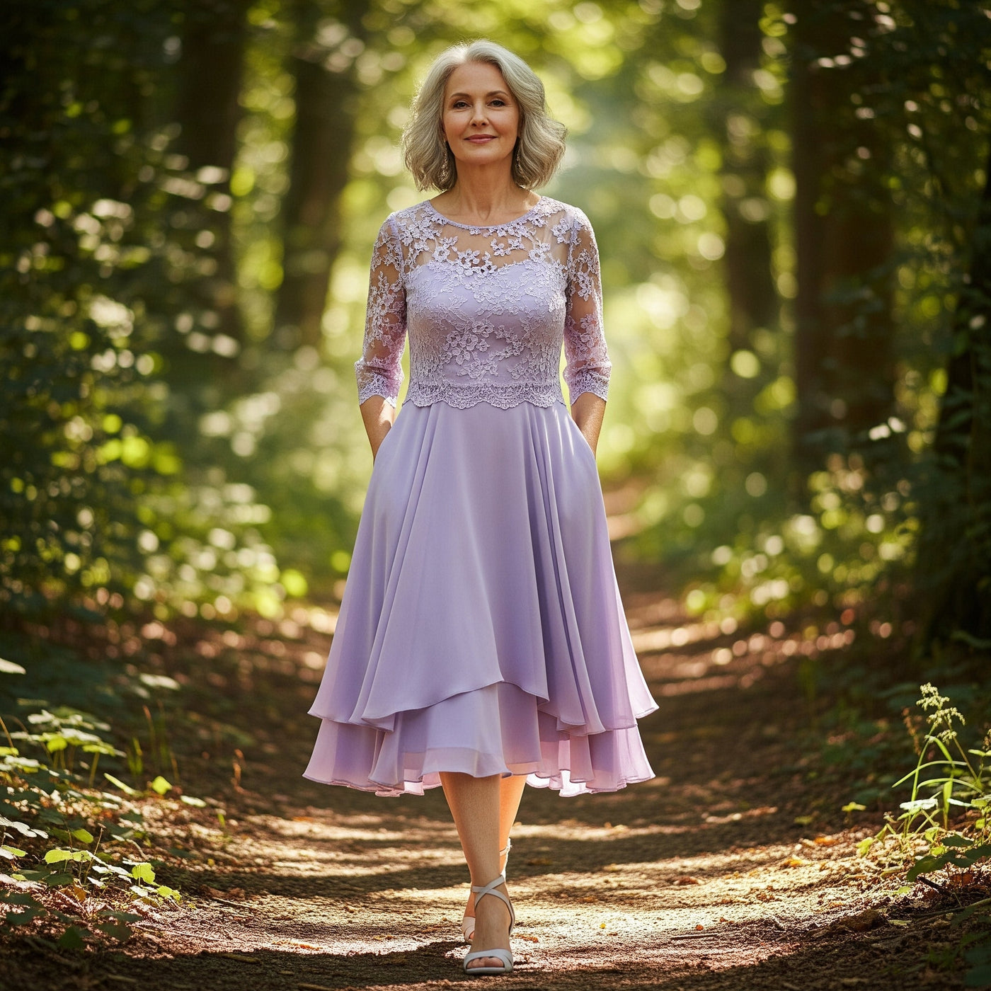 Elisa | Elegant Midi Dress with Lace