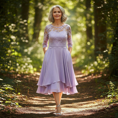 Elisa | Elegant Midi Dress with Lace