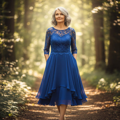 Elisa | Elegant Midi Dress with Lace