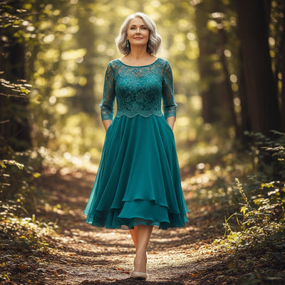 Elisa | Elegant Midi Dress with Lace