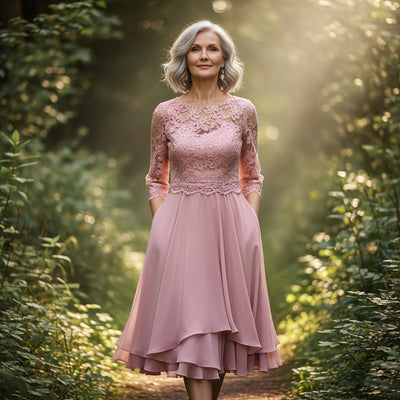Elisa | Elegant Midi Dress with Lace