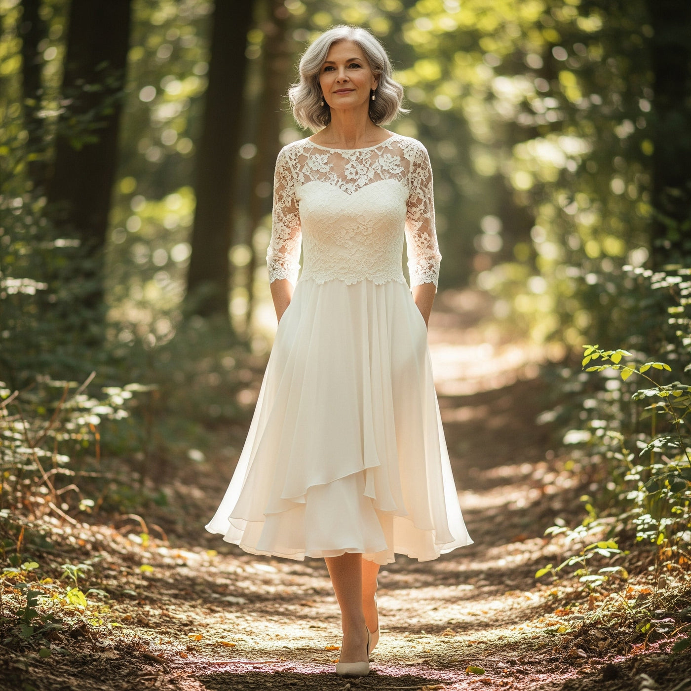 Elisa | Elegant Midi Dress with Lace