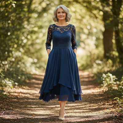 Elisa | Elegant Midi Dress with Lace