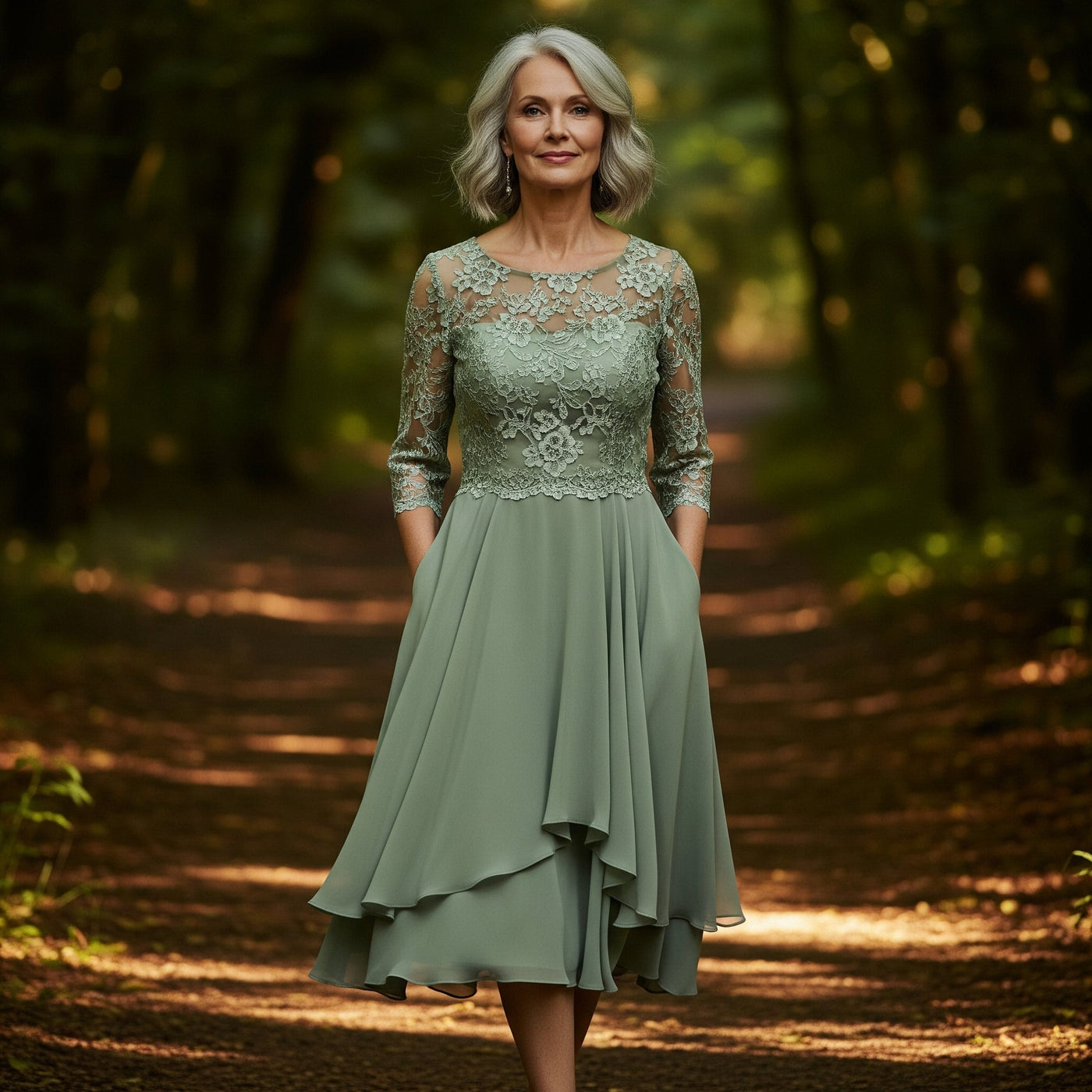 Elisa | Elegant Midi Dress with Lace