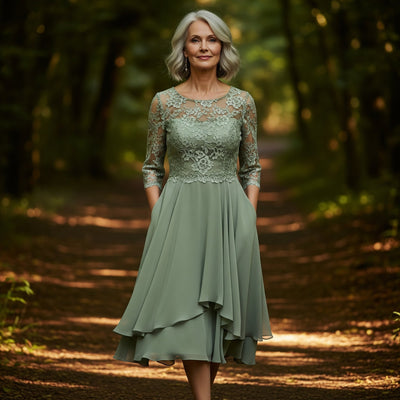 Elisa | Elegant Midi Dress with Lace