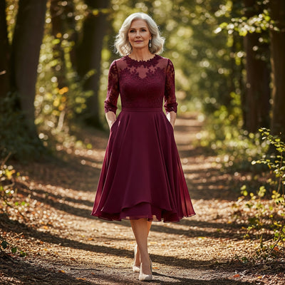 Elisa | Elegant Midi Dress with Lace